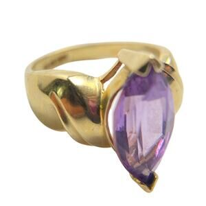 10K Gold Lavender Marquise Gemstone Ring | Size 6